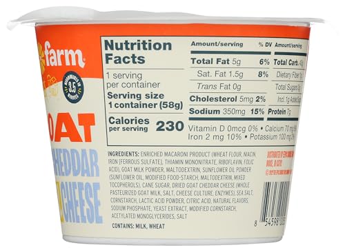 Funny Farm A2 Milk Macaroni and Cheese Cups | Pasta with White Cheddar Flavor - Goat Cheese Mac and Cheese Cups (Bulk 10 Pack) | A2 Goat Milk Cheese Pasta Sauce Packet with Elbow Macaroni Noodles - Goats Milk Based White Cheddar Mac n Cheese Cups