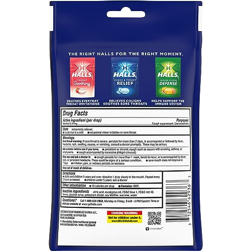 Halls Relief Mentho-Lyptus Cough Drops, 30 Drops (Pack of 2)