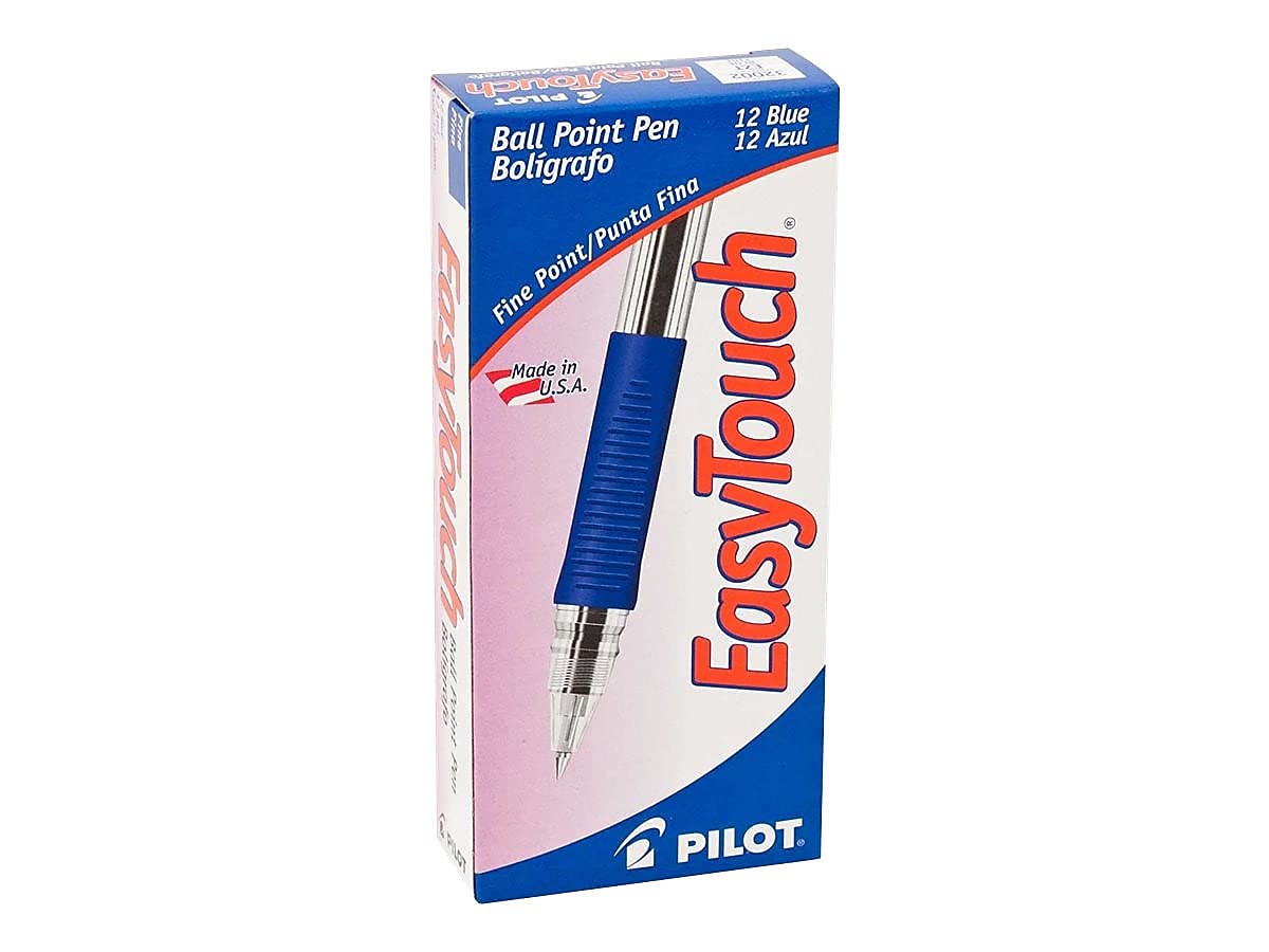 PILOT EasyTouch Ballpoint Stick Pens, Fine Point, Blue Ink, 12-Pack (32002)