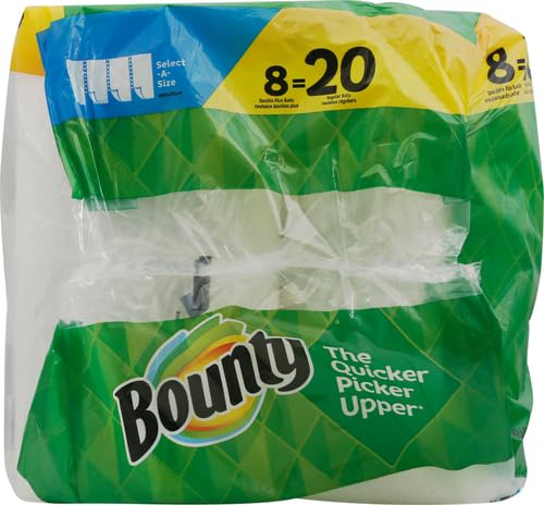 Bounty Select-A-Size Paper Towels, White, 8 Double Plus Rolls = 20 Regular Rolls