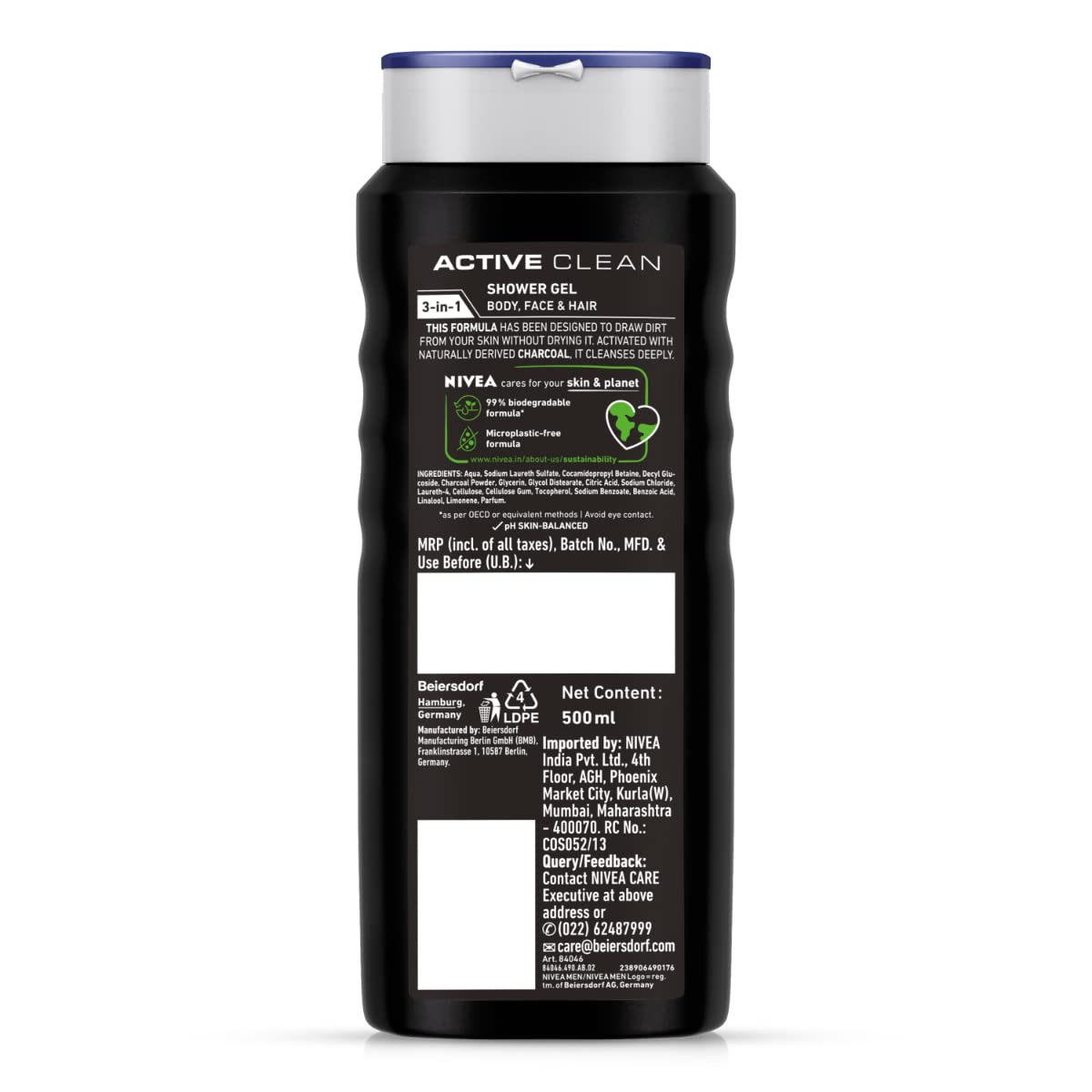 Nivea Active Clean Shower Gel, 500 g