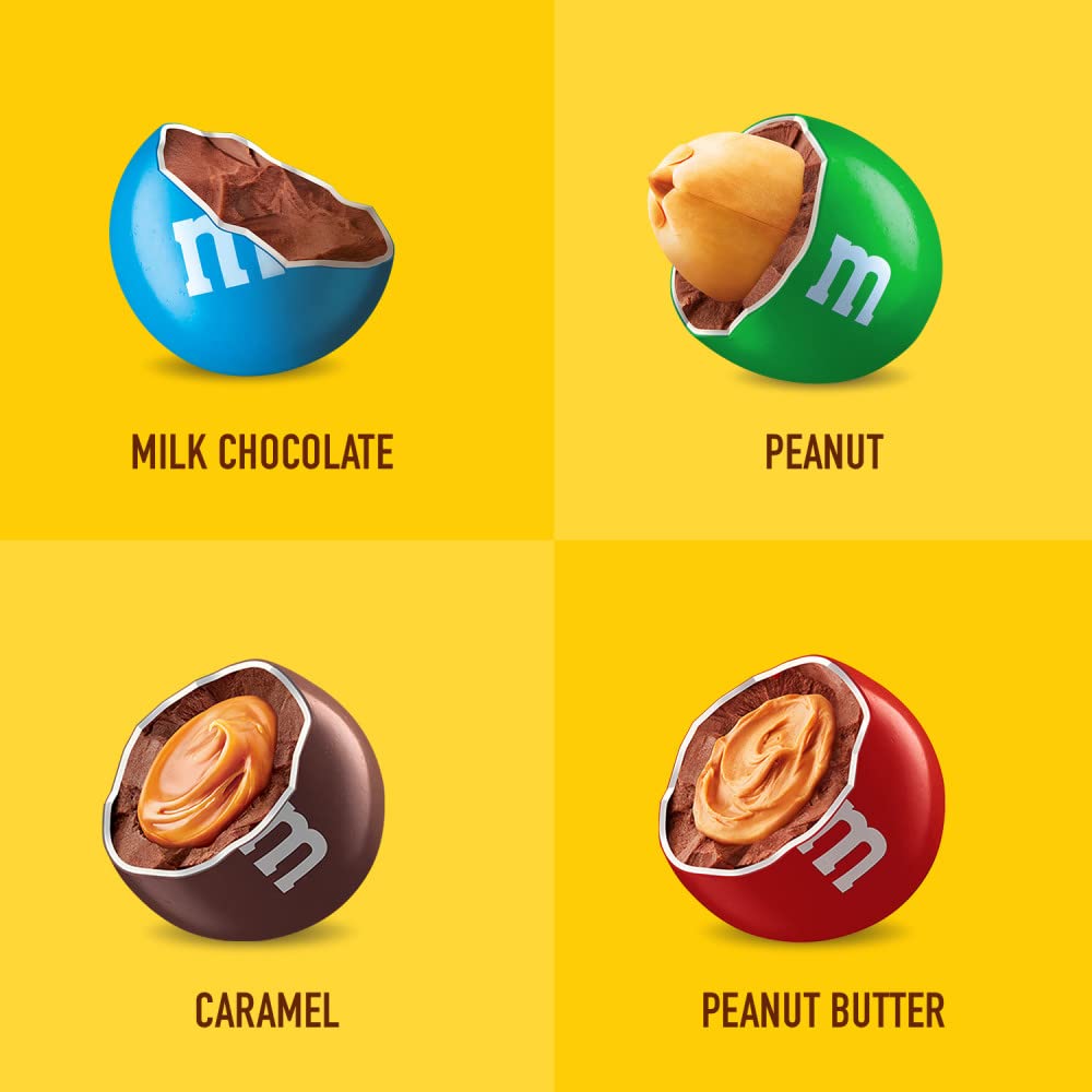 M&M'S Fun Size Milk Chocolate, Peanut, Peanut Butter & Caramel Candy Variety Pack, 30.35 oz/55 ct Bulk Candy Bag