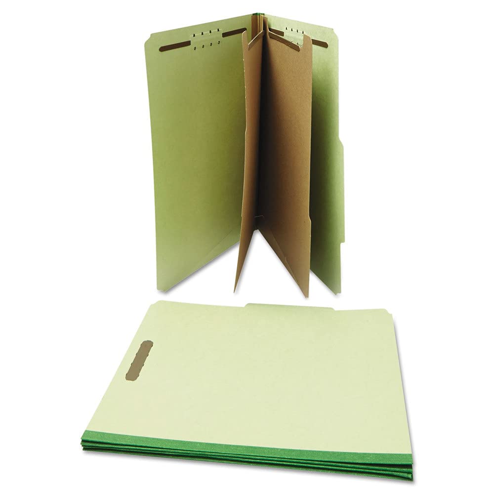 Universal 10271 Pressboard Classification Folder, Letter, Six-Section, Green (Box of 10)