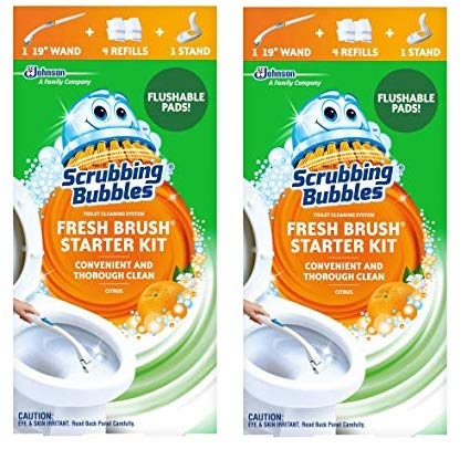 Scrubbing Bubbles Fresh Brush Toilet Cleaning System Starter Kit with 4 Refills- 2 Pack