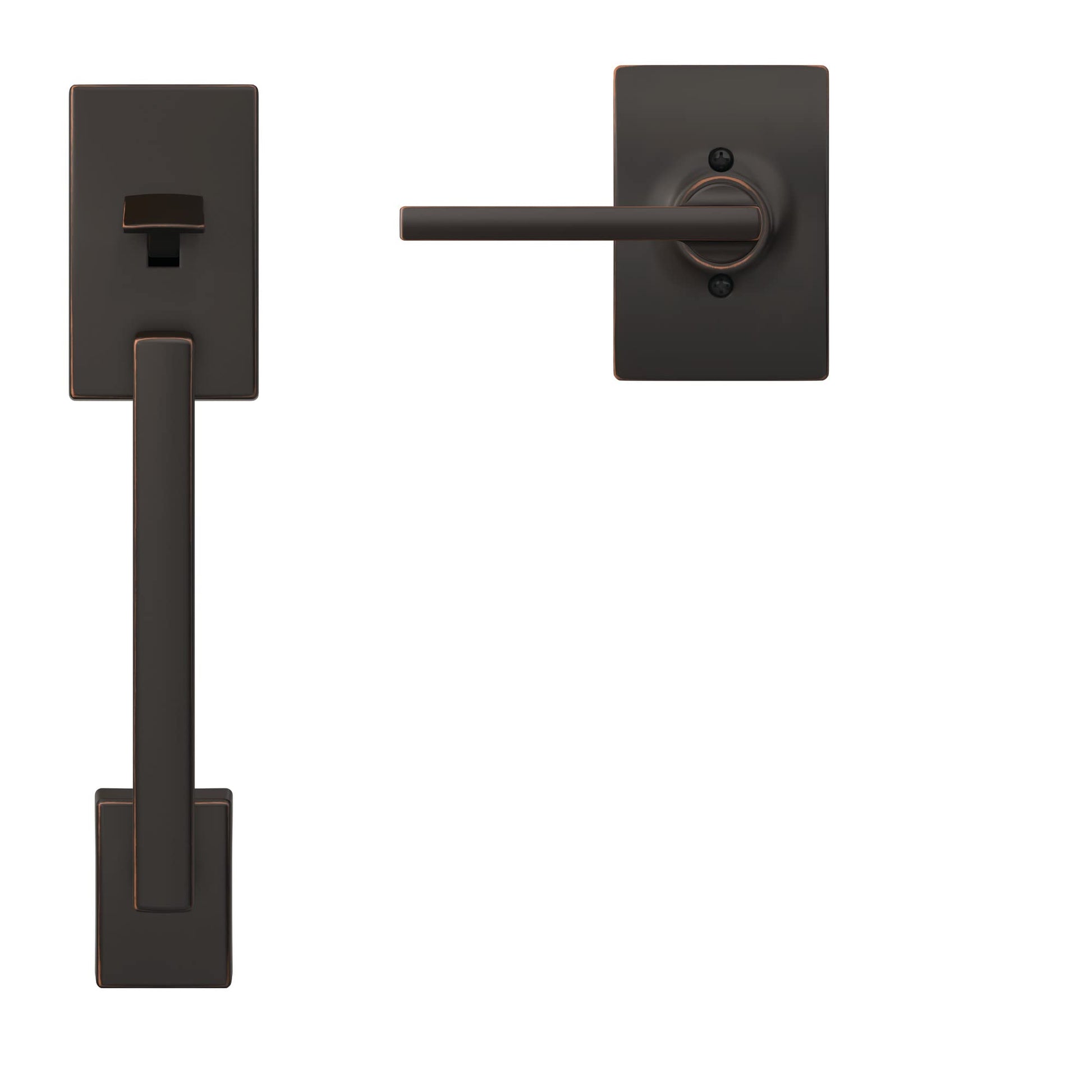 Schlage FE285 CEN 716 LAT CEN Century Front Entry Handleset with Latitude Lever, Lower Half Grip, Aged Bronze