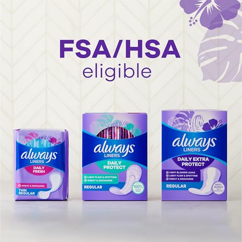 Always Daily Extra Protect Liners, Long Length, Unscented Panty Liners, 136 Count