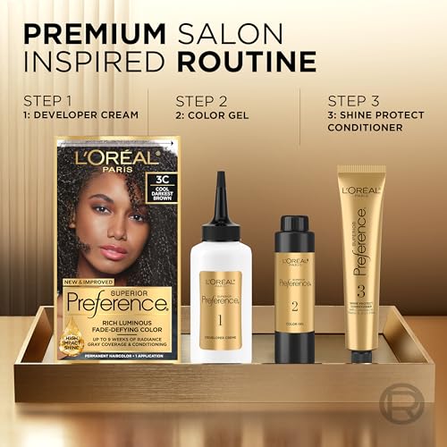 L'Oreal Paris Superior Preference Fade-Defying + Shine Permanent Hair Color, 5C Cool Medium Brown, Pack of 1, Hair Dye