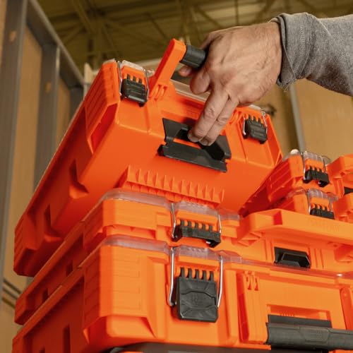 Klein Tools 54808MB MODbox Tall Compartment Box, Half-Width Tool Organizer, Small Parts Tool Box with 10 Compartments, 4 Removable Bins, Stackable Module