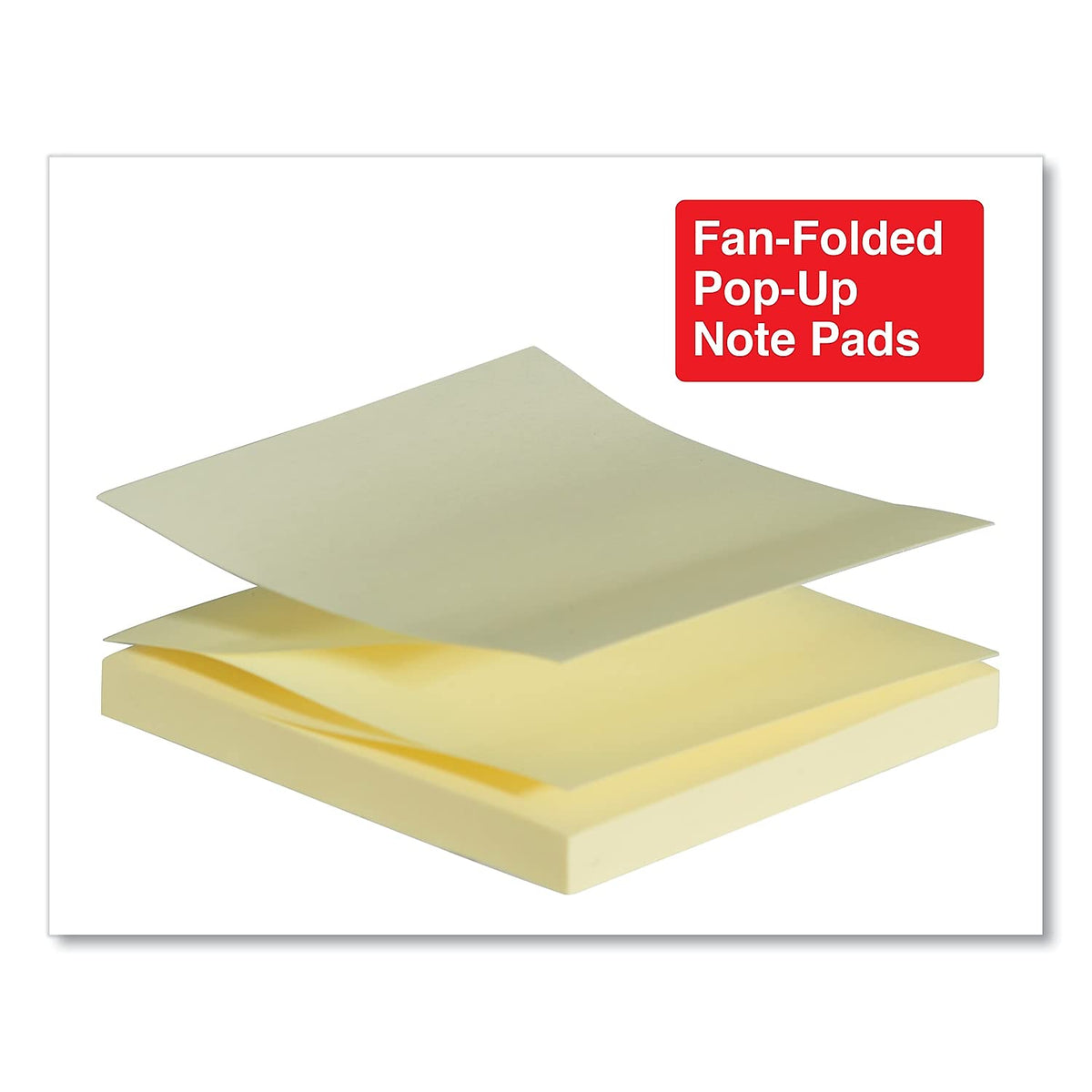 Universal 35664 Fan-Folded Pop-Up Notes, 3 x 3, Yellow, 100-Sheet/Pad, 12/Pack