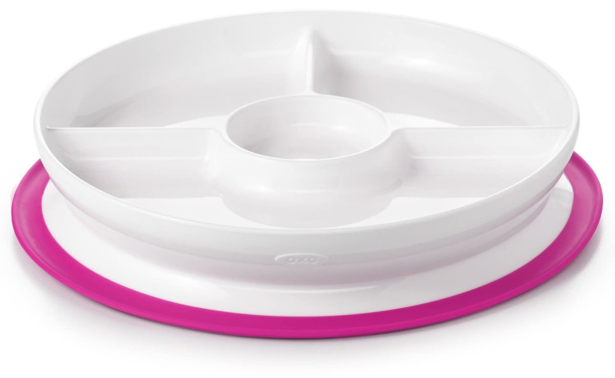 OXO Tot Stick & Stay Suction Divided Plate - Pink