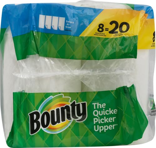 Bounty Select-A-Size Paper Towels, White, 8 Double Plus Rolls = 20 Regular Rolls