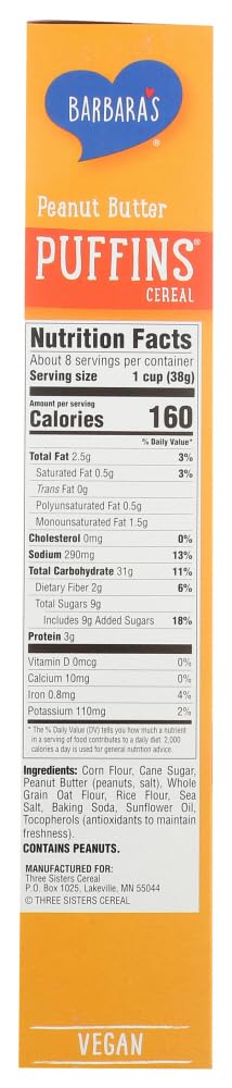 Barbaras Puffins Cereal - Peanut Butter - 6 Boxes (11 oz ea)