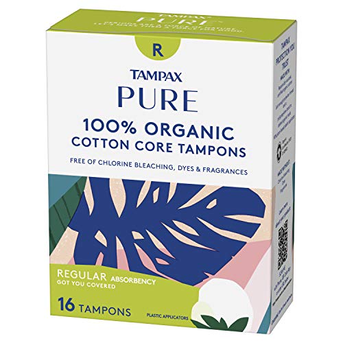 Tampax Pure 100% Organic Cotton Core Regular Absorbency Tampons - 16 ct