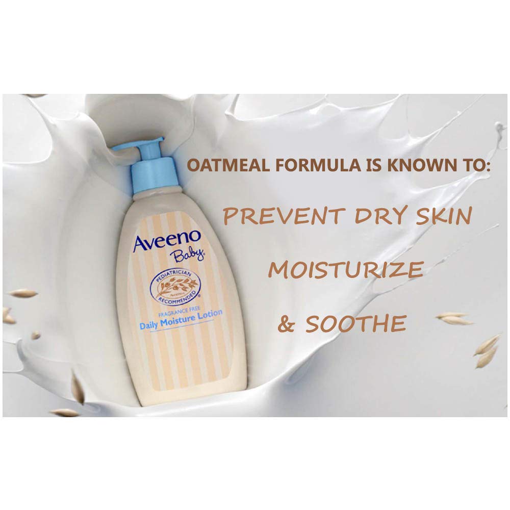 Aveeno Baby Daily Moisture Lotion, Fragrance Free, 12 Ounce