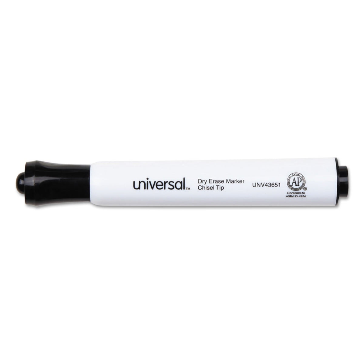 Universal UNV43651 Broad Chisel Tip Dry Erase Marker - Black (1 Dozen)