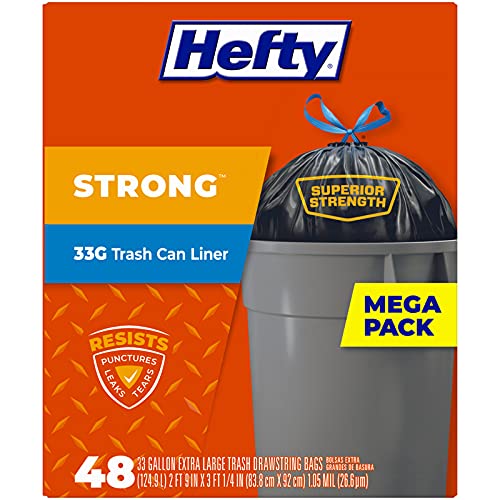 Hefty Trash Bags, 33 Gallon, 48 Count, Xstrong33g