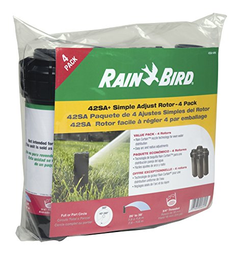 Rain Bird 42SA+/4PK Simple Adjust Gear Drive Rotor, Adjustable 40Â° - 360Â° Pattern, 26' - 38' Spray Distance, 4-Pack