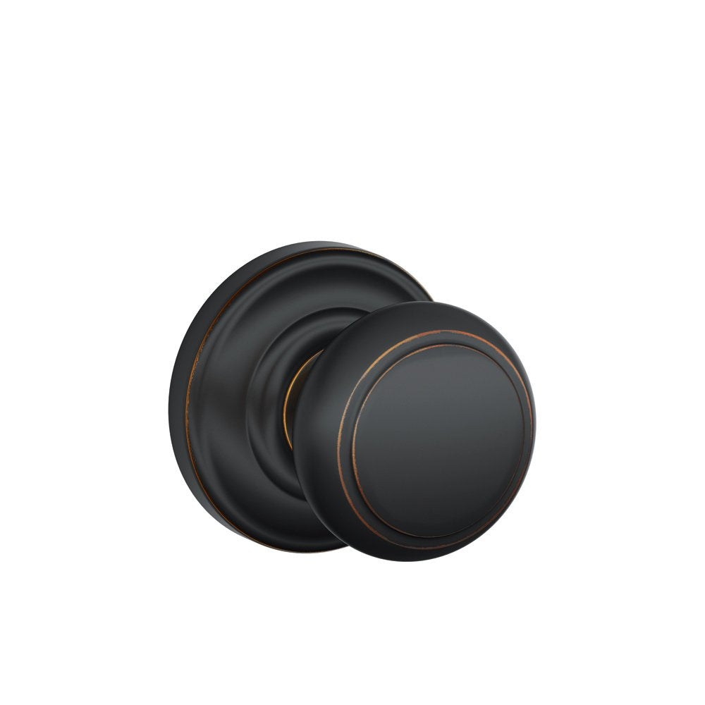 SCHLAGE Knob with SCHLAGE Trim Non-Turning Lock, Aged Bronze (F170 AND 716 AND)