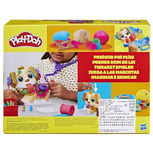 Play-Doh Care 'n Carry Vet Playset for Kids 3 Years and Up with Toy Dog, Storage, 10 Tools, and 5 Modeling Compound Colors, Non-Toxic