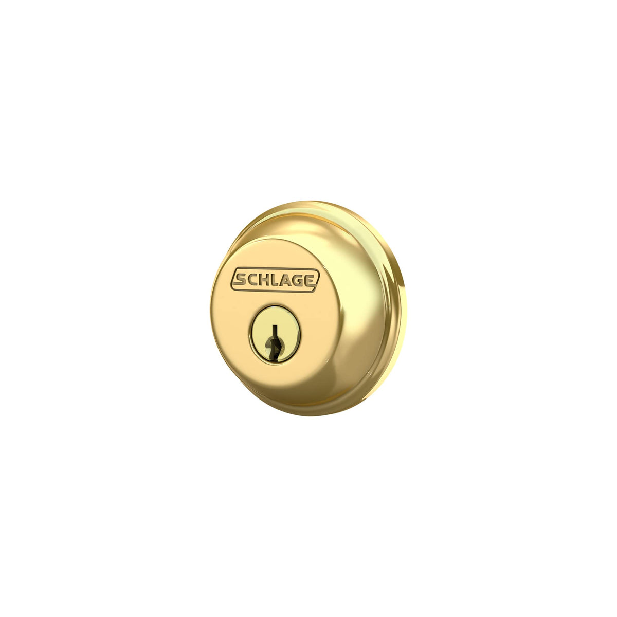 SCHLAGE B60N505 Deadbolt, Keyed 1 Side, Bright Brass