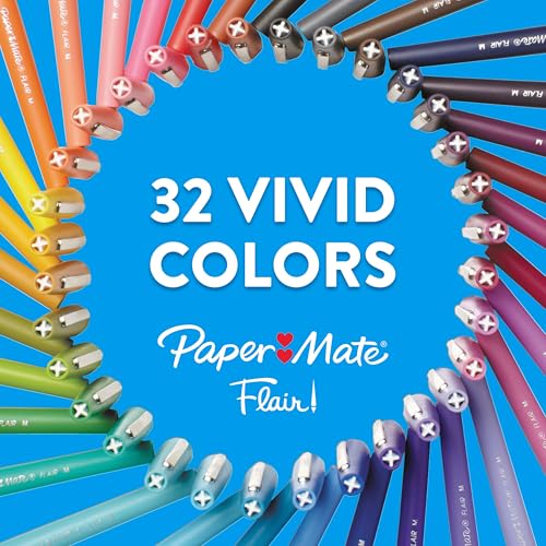 Paper Mate Flair Felt Tip Pens, Medium Point (0.7mm), Black, 4 Count