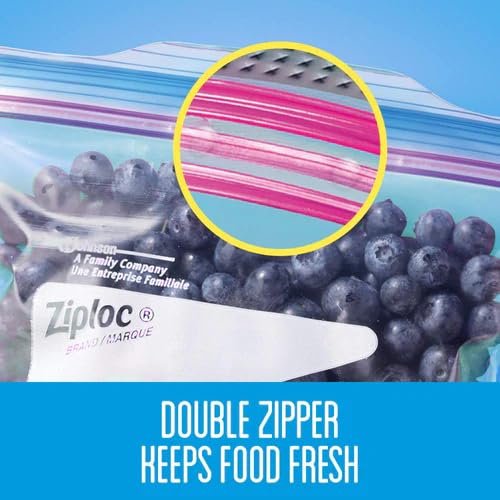 Ziploc Medium Quart Size (6.96" x7.40") Freezer Storage Bags Easy Open Tabs - 180 Bags, 3 PK x 60 Bags