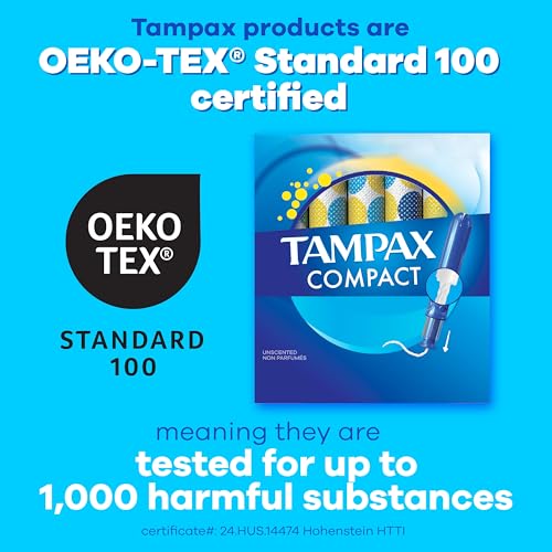 Tampax Compact Pearl Tampons, with LeakGuard Braid & Extendable Applicator, Super Absorbency, Compact Extendable Applicator, Unscented, 16 Count (Packaging May Vary)