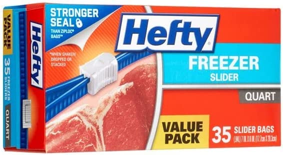 Hefty Freezer Slider Bags, Quart 35 Count, (Pack of 9)