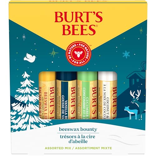 Burt's Bees Lip Balm, Beeswax Bounty Assorted Mix, 4-Pack, 0.15 Oz