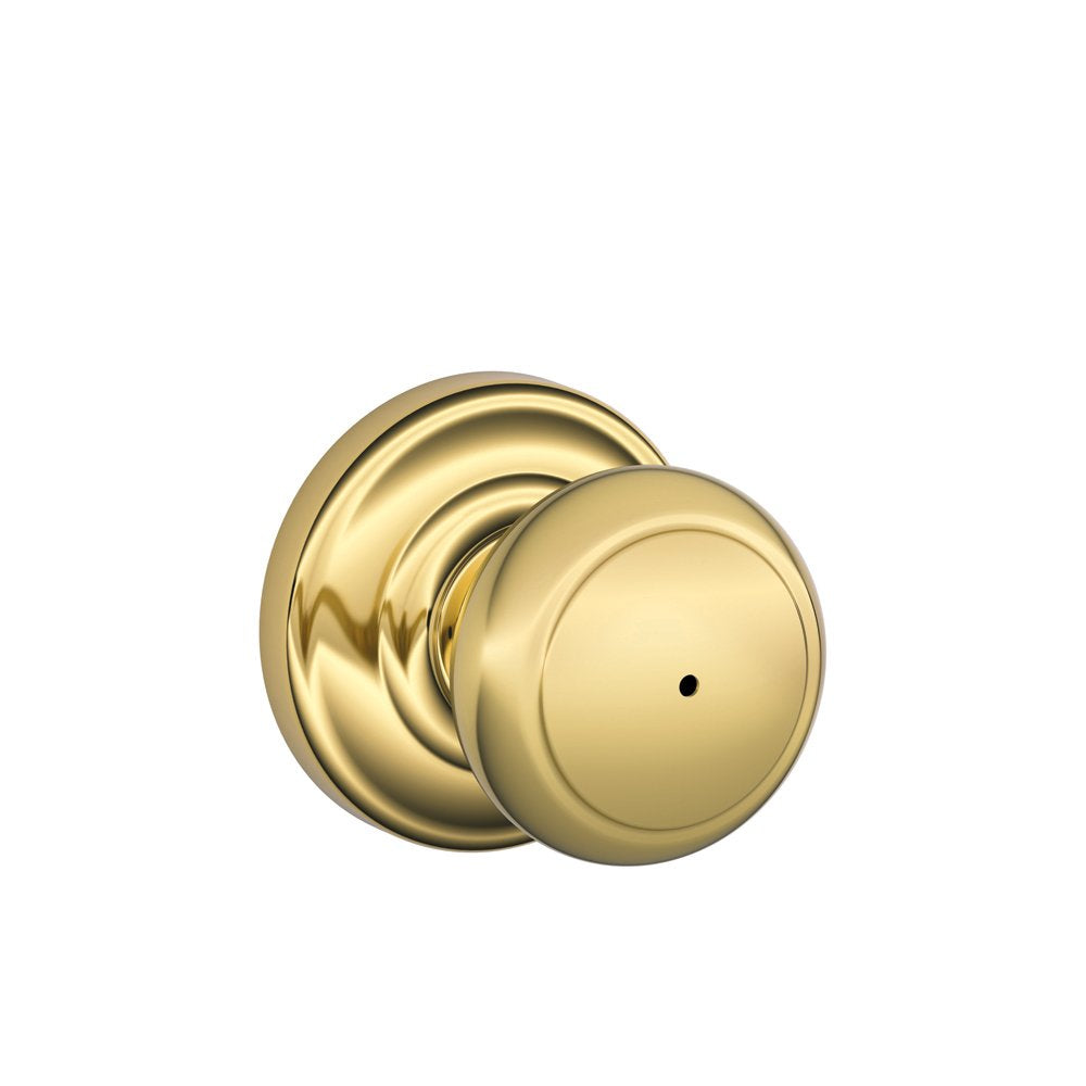 SCHLAGE Andover Privacy Knob, Andover Rose, Bright Brass