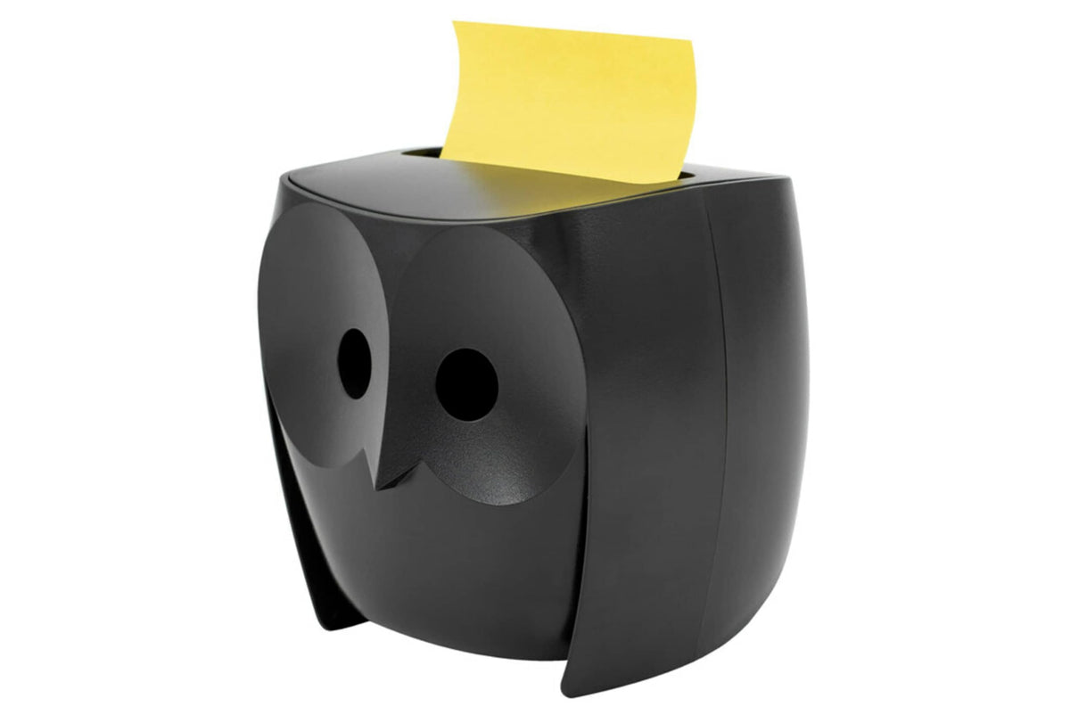 Post-it Owl Note Dispenser, Includes 1 Pad of Post-it 3 in X 3 in Super Sticky Dispenser Pop-up Notes, 45 Sheets (OWL-330-BK)