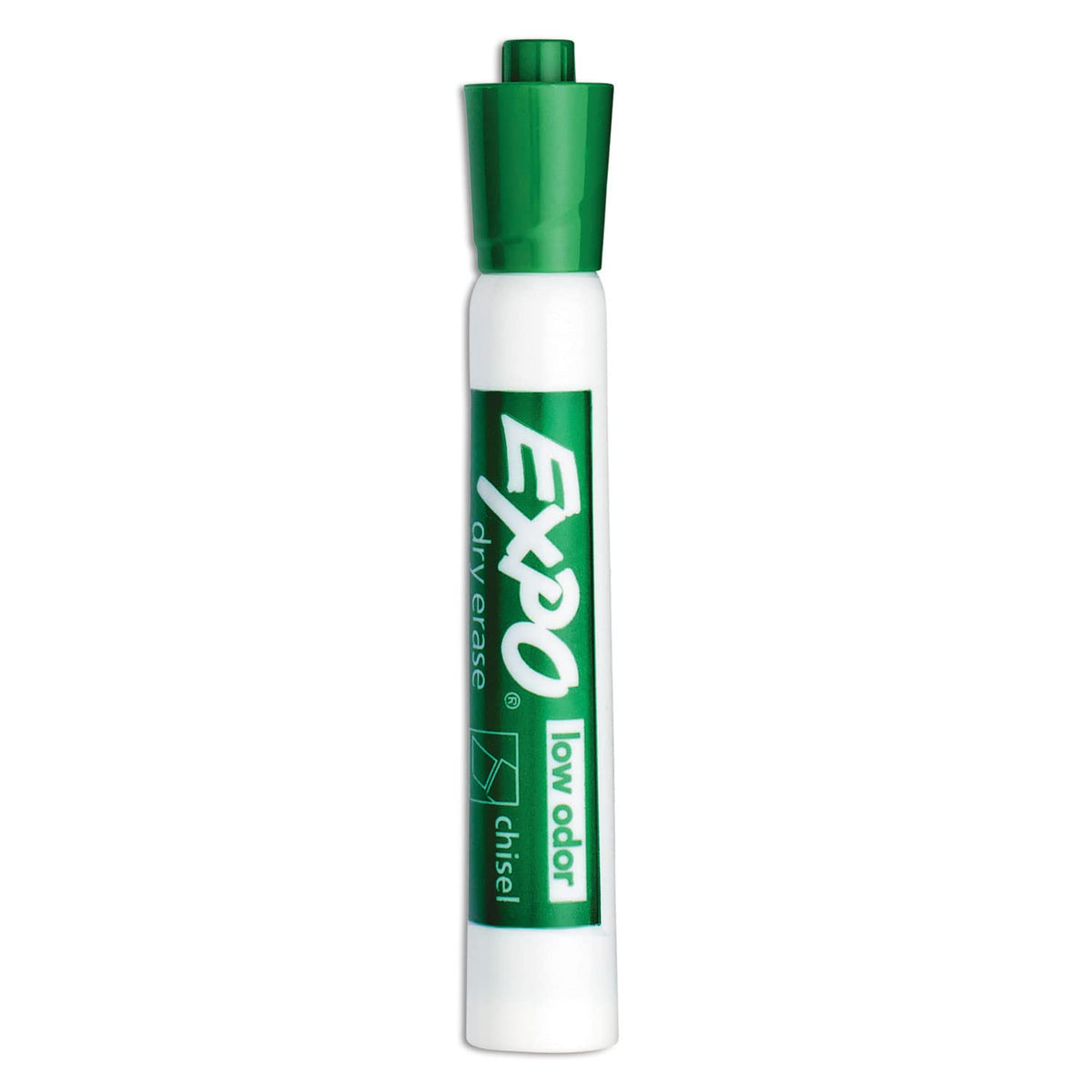 EXPO Dry Erase Markers, Low Odor Ink, Green, Chisel Tip, 12 Count
