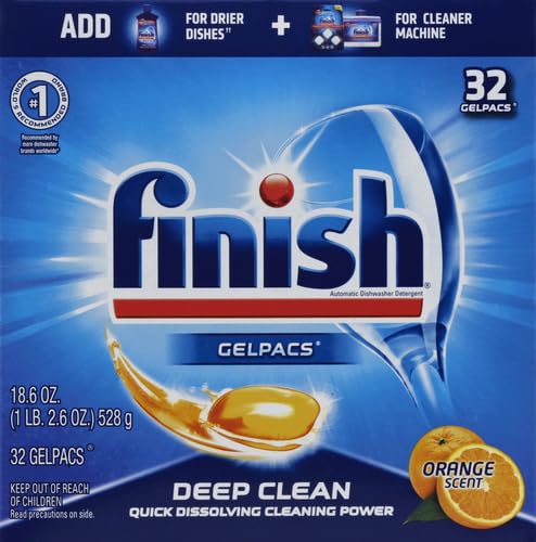 Finish Gelpacs Dishwasher Detergent, Orange Scent, 32 Count