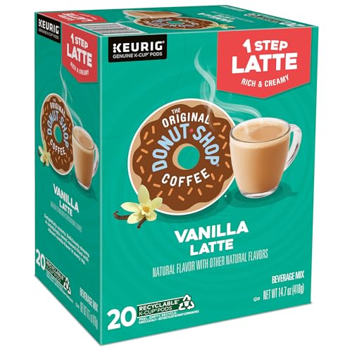 The Original Donut Shop Vanilla Latte, Single-Serve Keurig K-Cup Pods, Flavored Coffee, 20 Count