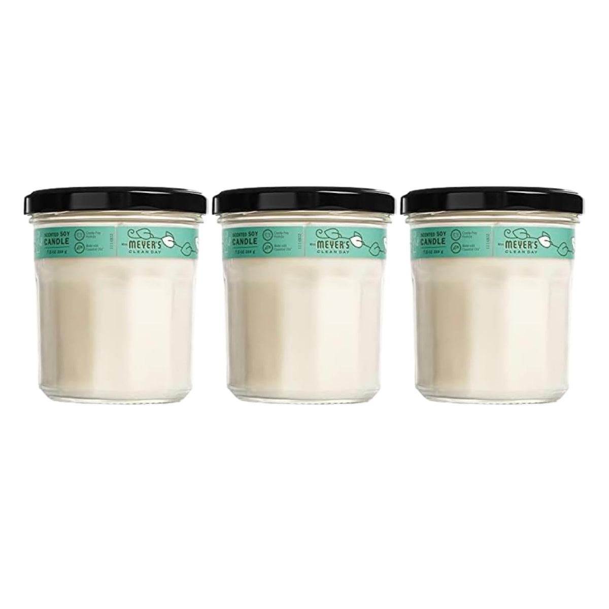 Mrs. Meyer's Clean Day Soy Aromatherapy Candle, Made Essential Oils, Basil, 7.2 Ounce (Pack of 3)