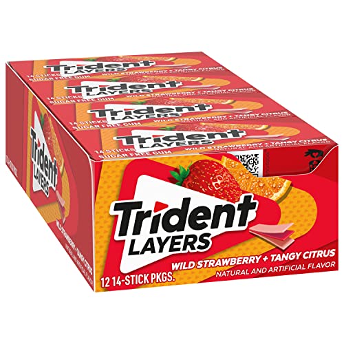 Trident Layers Strawberry & Citrus Sugar Free Gum, 12 Packs of 14 Pieces