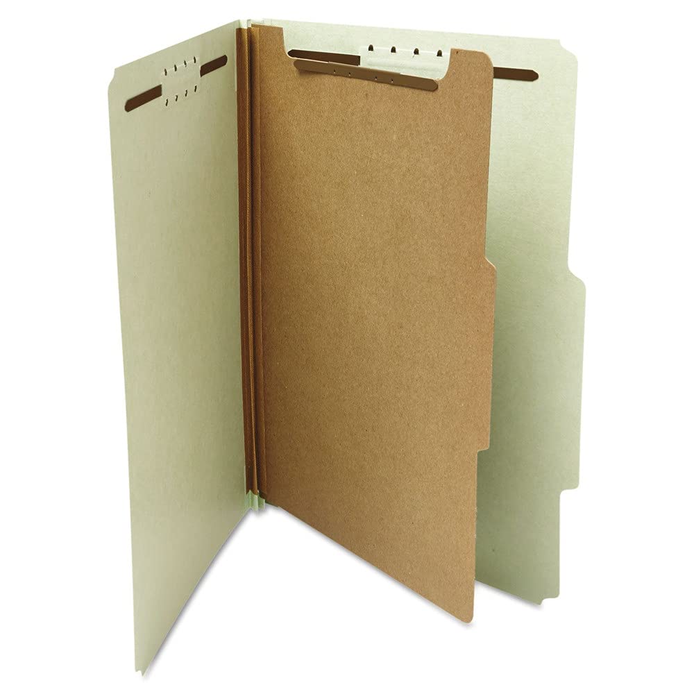 Universal UNV10253 4-Section Pressboard Classification Folder - Letter, Gray-Green (10/Box)