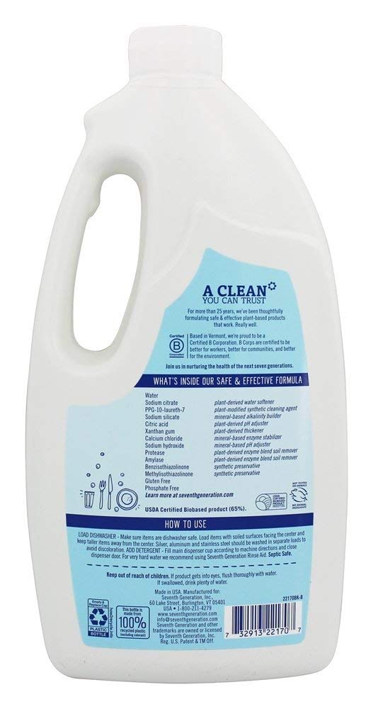 Seventh Generation Free and Clear Dishwasher Detergent Gel 42 Fluid ounce
