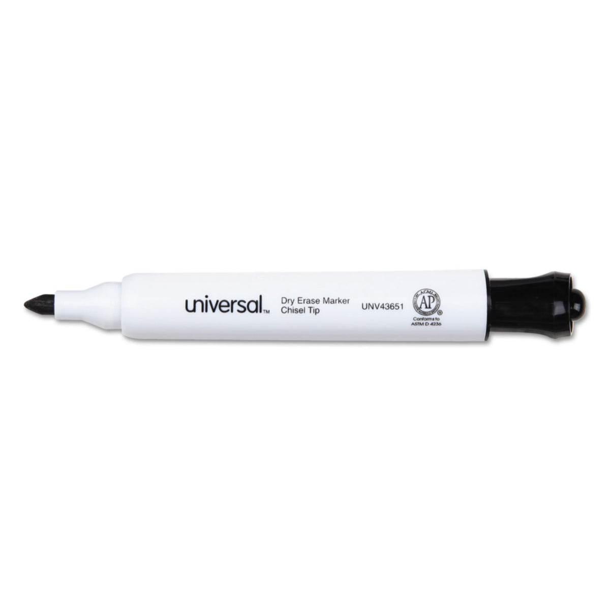 Universal UNV43651 Broad Chisel Tip Dry Erase Marker - Black (1 Dozen)