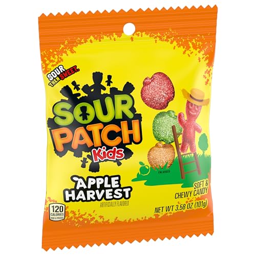 SOUR PATCH KIDS Apple Harvest Soft & Chewy Candy, Bulk Candy, 12-3.58 oz Bags