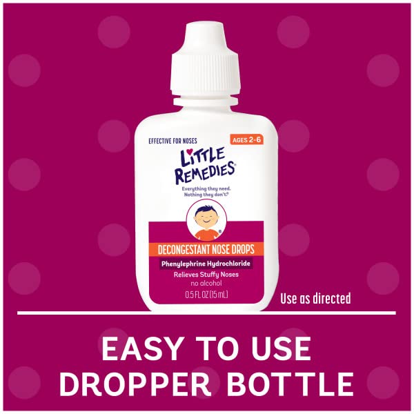 Little Remedies Decongestant Nose Drops | Ages 2-6 | 0.5 Fl. Oz (Pack of 4)