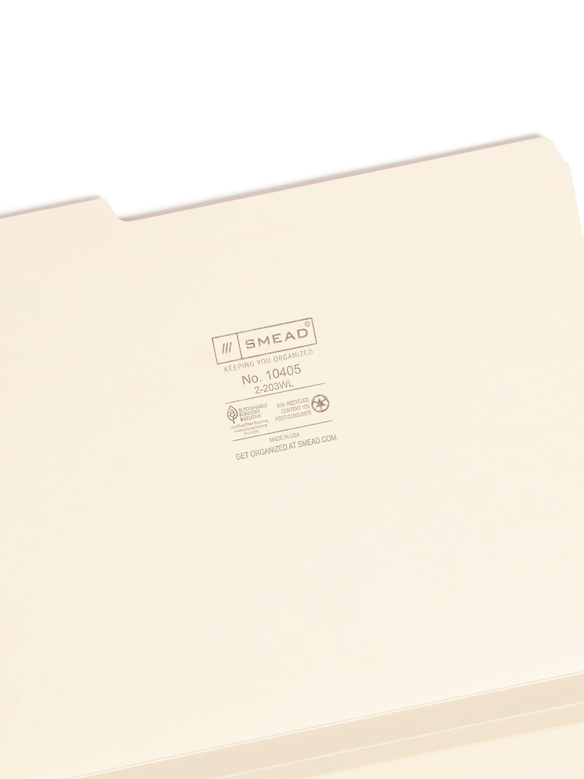 Smead File Folder, Reinforced 1/3-Cut Tab, 1-1/2" Expansion, Letter Size, Manila, 50 Per Box (10405)
