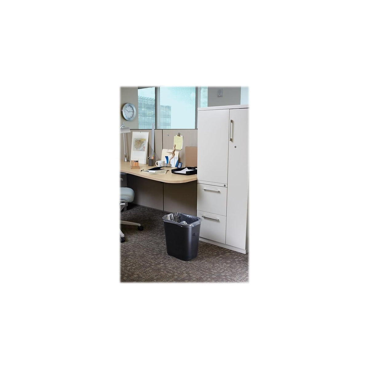 B&M Rubbermaid 295600Bk Deskside Plastic Wastebasket, Rectangular, 7 Gal, Black