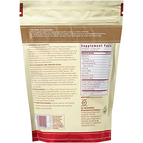 Spectrum Organic Whole Flaxseed, 15 oz Bag