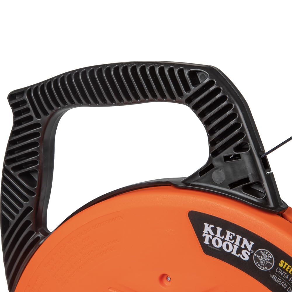 Klein Tools 56333 Electrical Fish Tape, Steel Wire Puller with Double Loop Tip, Optimized Housing and Handle, 1/8-Inch x 120-Foot