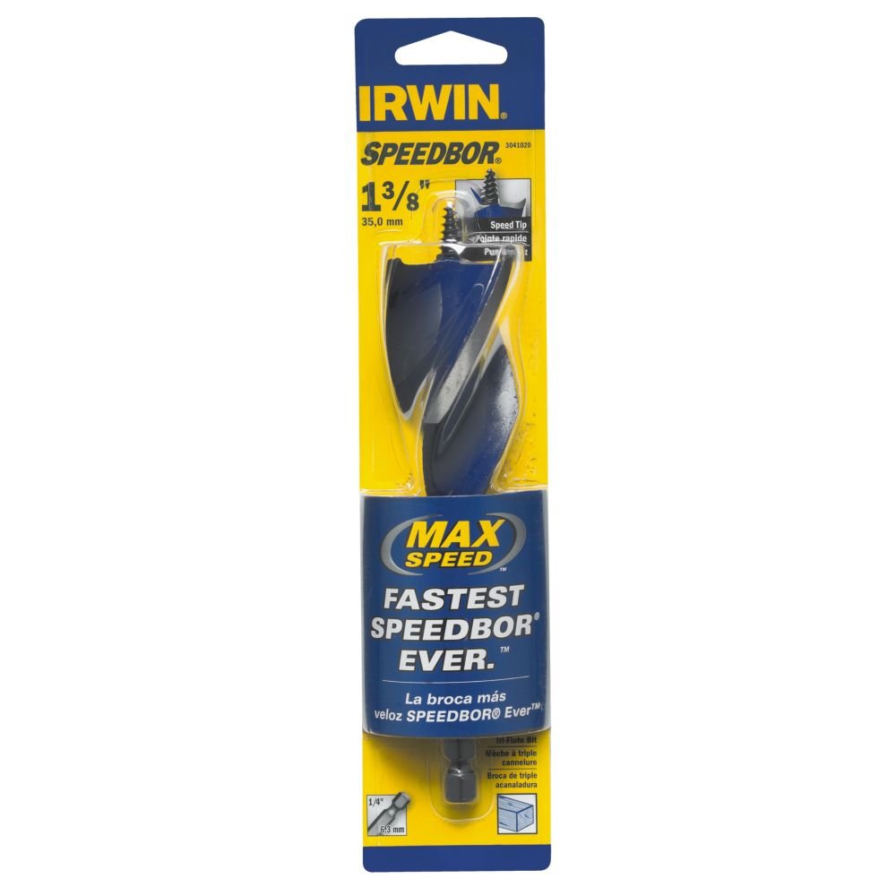 IRWIN SPEEDBOR Tri Flute Wood Drill Bit 1-3/8"(3041020), Black