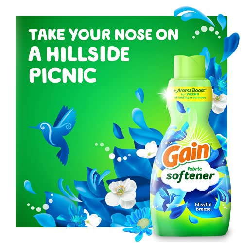 Gain Laundry Fabric Softener Liquid, Blissful Breeze, 48 Loads, He Compatabile, 41 Fl Oz, Pack of 4