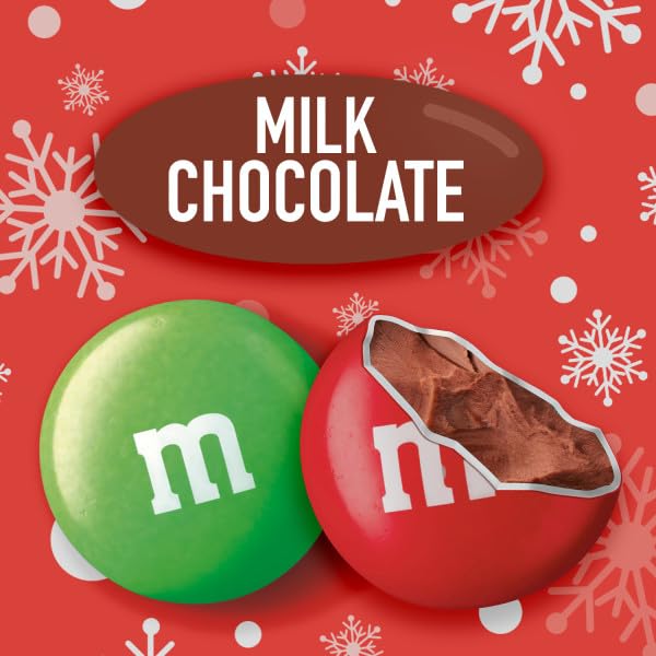 M&M'S Milk Chocolate Red & Green Christmas Candy Bulk Assortment, Bulk Christmas Candy 38 oz Resealable Bag
