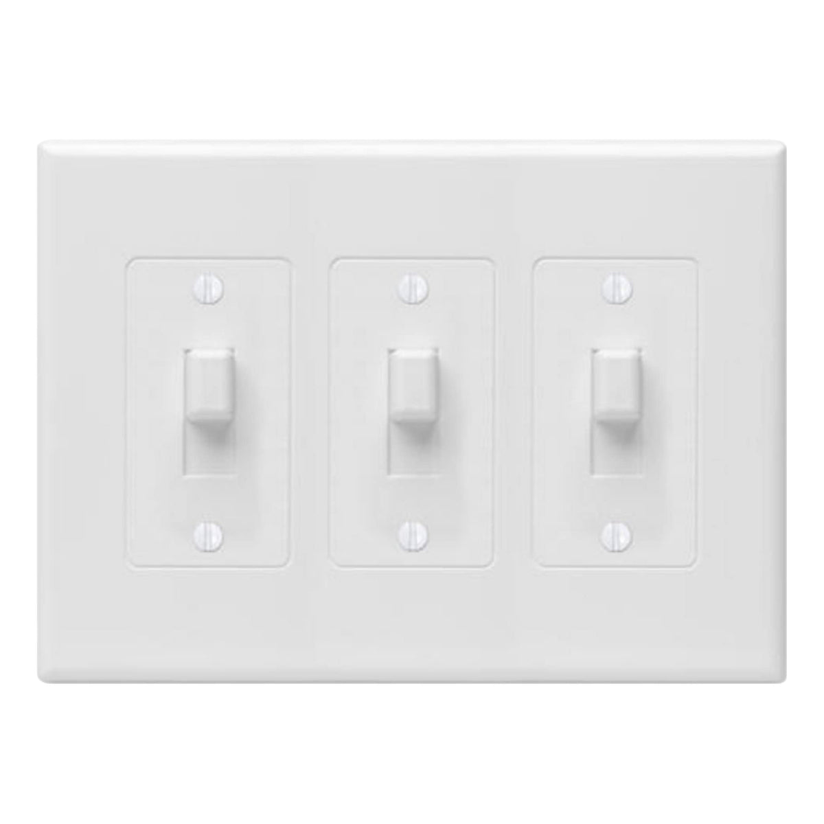 TayMac 2673W 3-Gang MASQUE Decorator Cover, Toggle, White