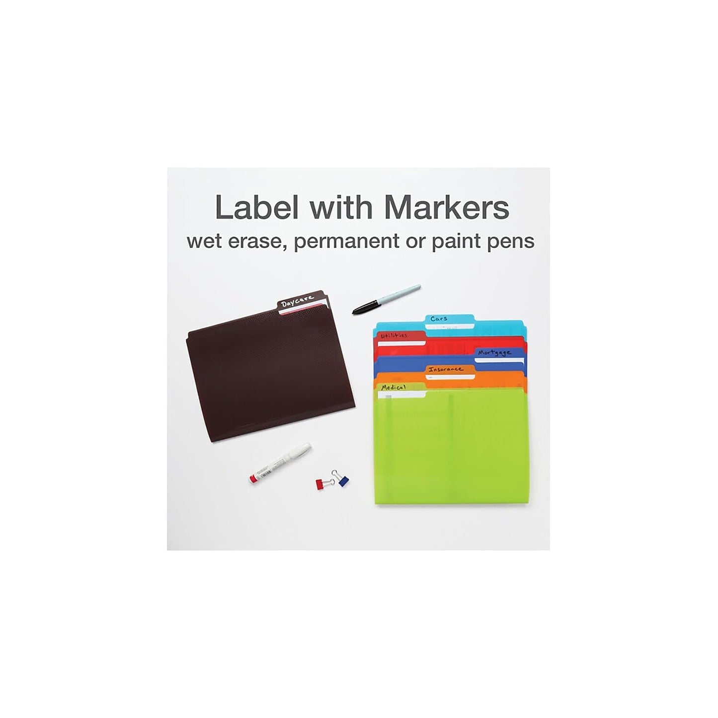 Oxford Poly File Folders, 24 Pack of Plastic File Folders, 1/3 Cut Tabs, for Letter Size Papers, Blue, Red, Orange, Light Blue, Green, Black (52004)
